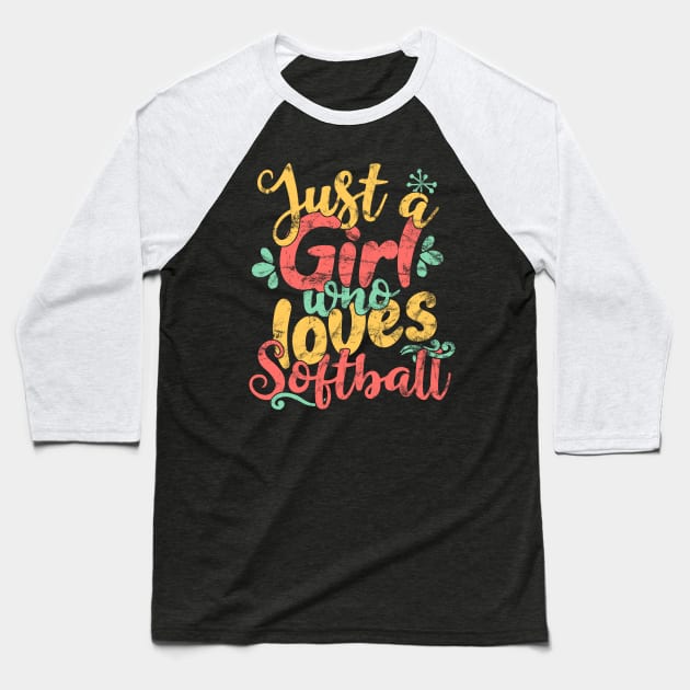 Just A Girl Who Loves Softball - Baseball Player Gift design Baseball T-Shirt by theodoros20